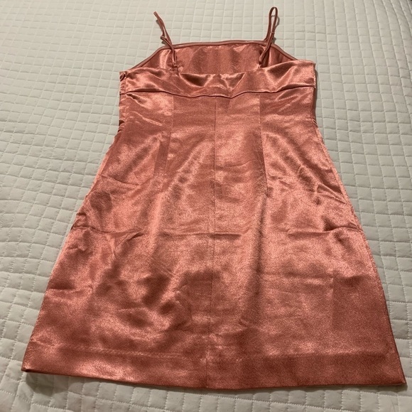 Rose Gold Metallic Fitted Mini Dress - Picture 3 of 5